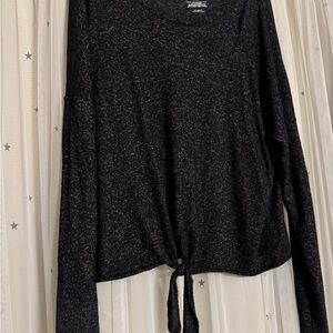 Arizona Jean Company Charcoal Tie-Front Long Sleeve Top